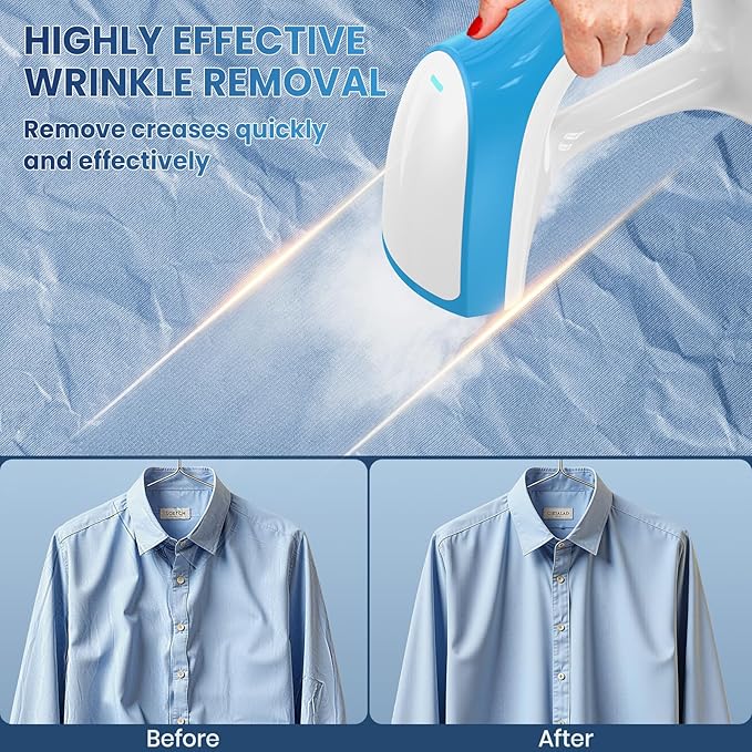Steamer for Clothes, 2in1 Handheld Garment Steamer and Iron, Fast Heat-Up, Large Leak-Proof Water Tank, Anti-Spit Technology, 1000W Portable Steamer for Wrinkles, Safe on All Fabrics