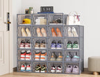 HOMIDEC Shoe Storage, 12 Pack Shoe Organizer for Closet, Shoe Boxes Clear Plastic Stackable Shoe Containers with Lids for Size 13