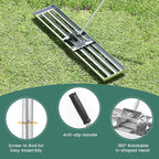 Goplus Lawn Leveling Rake, 46" x 10" Heavy Duty Level Lawn Tool w/ Ergonomic Handle for Soil, Effort-Saving Landscape Rake for Garden, Backyard, Golf Course, Farm, Pasture, Silver