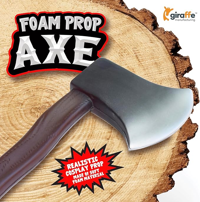 Giraffe Manufacturing Fake Toy Axe Halloween Prop - Foam Battle Bloody Axe Prop for Kids - Fake Ax Hatchet Prop Weapons - Funny Fire Axe Prop Prank Supplies for Halloween Cosplay Themed Party