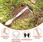 3-Sided Crevice Weeder - 12.6" Stainless Steel Garden Weeding Tool with Beech Handle, L-Shaped Crevice Weeder Sickle for Garden Lawn, Yard Patio Terrace, Paving Gaps