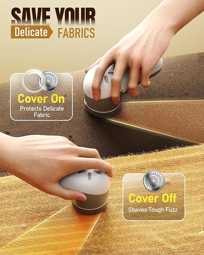 POPCHOSE Fabric Shaver, Lint Remover for Clothes, Electric Lint Shaver with 6-leaf Blades, Sweater Shavers to Remove Pilling for Clothing, Couch, Furniture, Fuzz, Lint Ball, Pillings, USB Rechargeable