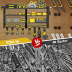 Metal Power Tool Organizer,Space-Saving Wall-Mounted Power Tool Rack,Holds 8 Drills + 4-Tier Storage,Durable Steel Construction for Garage, Workshop and Shed Organization