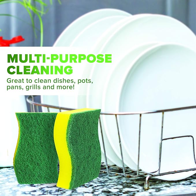(12 Pack) Heavy Duty Scrub Sponges by SCRUBIT – Kitchen Dish, Sink and Bathroom Cleaning Scrubber Sponge - with Non-Smell Scouring Pad