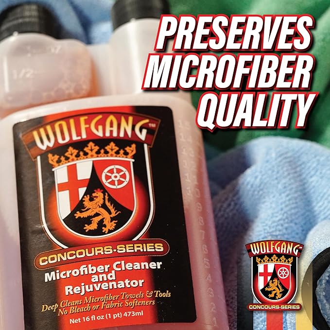 WOLFGANG CONCOURS SERIES Microfiber Cleaner & Rejuvenator | Concentrated Laundry Detergent for HE Washing Machines | Clean-Rinsing Formula for Microfiber | 16 oz | WG-1200