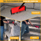 Dog Hair Carpet Rake – Cat and Dog Carpet Hair Removal Tool with Flex and Grab Bristles and Tri-Flex Rubber Edge – Adjustable Handle for Easy Fur Removal on Stairs Furniture Pet Beds Cat Towers