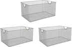 YBM HOME Kitchen Pantry Organizer Wire Baskets for Shelves, Cabinets, Pantry, Countertop, Mesh Open Storage Bin Metal Basket for Organizing Food Supplies, 3 Pack, 12.1x7.8x5.8