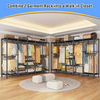 Raybee 88.2" W Clothes Rack Heavy Duty Clothing Racks for Hanging Clothes Extra Wide Portable Closet Loads 1200LBS Freestanding Garment Rack for Bedroom 88.2" W x 75.6" H x 15.7" D, Black