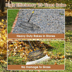 Leaf Rake 18” Wide Heavy Duty Metal 25 Tines Garden Rake Set with 30-75” Adjustable Long Handle for Yard Grass Shrub Mulch Including 32Gallon Garden Bag Leaf Scoops