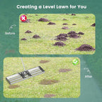 Goplus Lawn Leveling Rake, 36" x 10" Heavy Duty Level Lawn Tool w/ Ergonomic Handle for Soil, Effort-Saving Landscape Rake for Garden, Backyard, Golf Course, Farm, Pasture, Silver