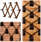 Dseap Accordian Wall Hanger: 16” High Wooden Wall Expandable Coat Rack, Hat Rack Holder, Accordion Hook for Baseball Caps, Coats, Mugs, 10 Peg Hooks, Brown