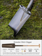 IDEALSPATEN - Made in Germany Since 1899 - Dresden Ditch Digger - T-Handle Professional Trench Irrigation Digging Spade 7.75lb - 51in (Dresden)#IS140