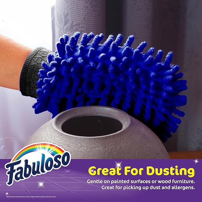 Fabuloso Microfiber Cleaning Mitt, Blue, One Size Fits All - Lint-Free, Scratch-Free Glove for Surfaces and Furniture - Dustless Hand Cloth for Bold & Bright Experience