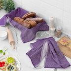 Homaxy Premium Kitchen Towels(18”x 28”, 6 Pack), Large Cotton Kitchen Hand Towels, Flat and Terry Dish Towels, 380 GSM Highly Absorbent Tea Towel Set with Hanging Loop, Purple