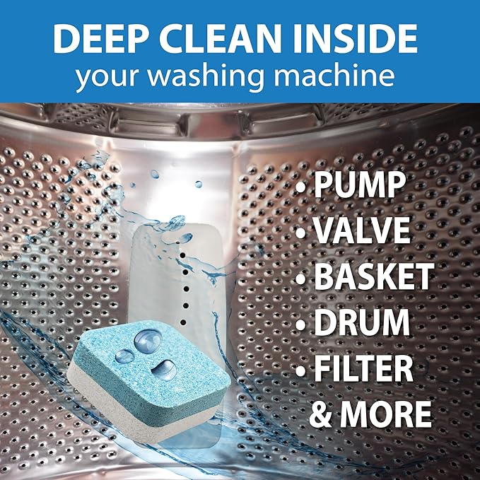 SANI 360° Washing Machine Cleaner, 12 Month Supply is Formulated with Enzyme, Deep Cleans and Deodorizes Front and Top Loading Washers