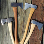 COUNCIL TOOL Wood-Craft Camp Carver Axe - 1.7 lbs Bushcraft Axe with 16" Curved Hickory Handle & Leather Sheath - WC17CCA16C