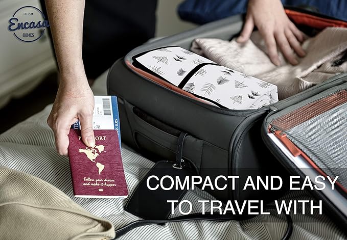 Encasa Homes Ironing Mat/Pad (Small 28"x20") with 3mm Padding & Silicone Iron Rest for Steam Pressing on Tabletop or Bed - Heat Resistant, Portable, Quilting & Travel Blanket - Daisy Grey