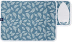 Encasa XO Ironing Mat/Pad (Small 28"x20") with 3mm Padding & Silicone Iron Rest for Steam Pressing on Tabletop or Bed - Heat Resistant, Portable, Quilting & Travel Blanket - Big Leaves Blue