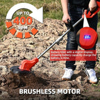 Brushless Cordless Tiller for Gardening,400 RPM Cultivators for Gardening Has Battery Capacity Display with 4.0 Ah Battery, Rototiller 11 in Tilling Width, 6 in Depth by SHINTYOOL
