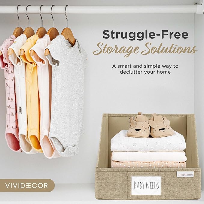 Storage Cubes – 12x12x10 Fabric Baskets for Organizing, Storage Baskets for Shelves, Open Front Fabric Bins, Closet Organizer Bins for Clothes, Towels, Sweaters, Linen – Brown, 3 Pack