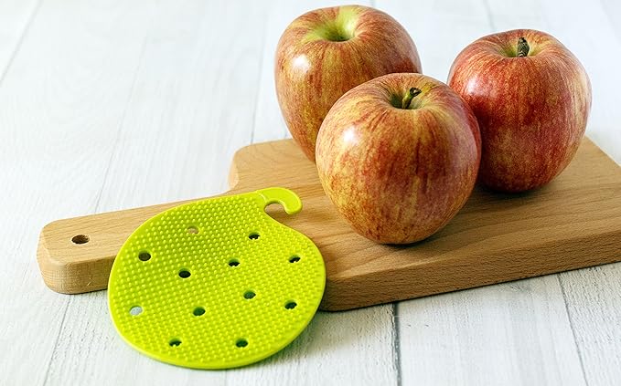 Vegetable Scrubber Brush : Double Sided Fruit and Vegetable Scrubber - Multi Use: Potato Scrubber - Carrot Brush - Trivet - Jar Opener by Cestari Kitchen