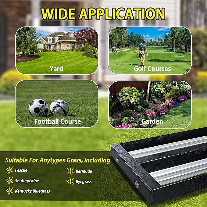 30"x10"Lawn Leveling Rake with Aluminum Rollers, Stainless Steel Yard Lawn Leveler Tool with Adjustable Long Handle, Yard Leveling Rake Suit, Levelawn Tool for Soil, Grass, Golf Course, Garden, Farm