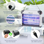 Aspectek LED Bug Zapper Indoor – High-Voltage Mosquito and Fly Trap, Energy-Efficient Insect Killer with 3 Long-Life LED Lamps, Safe & Durable Bug Light Trap for Home