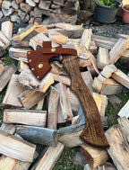 Camping Hatchet -Chopping Axe with Leather Sheath, 13.8" Forged Carbon Steel Wood Splitting Axe for Chopping Camping Survival