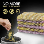 Heavy Duty Dish Scrubbers, Non-Scratch Scouring Pads - Odorless & Long Lasting Mesh Dish Cloth - Replace Sponges - Kitchen, Floor and Bathroom Usage - Made in Korea (2 Pcs)