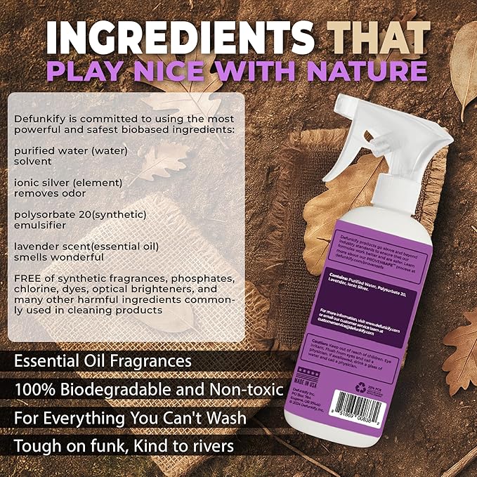 Odor Remover Spray, 32oz. 'Lavender' Essential Oil Shoe Deodorizer, Odor Eliminator for Strong Odors on Activewear. ProvenSafe™ Fabric Freshener Spray, Deodorizer for Kids & Sensitive Gear