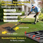 Lawn Leveling Rake, Heavy Duty 17" x 10" Stainless Steel Lawn Leveler for Soil Dirt Leveling Spreading,72" Adjustable Long Handle,Golf Field,Lawn,Tight Spot Landscaping Tool,Ground Leveler for Yard