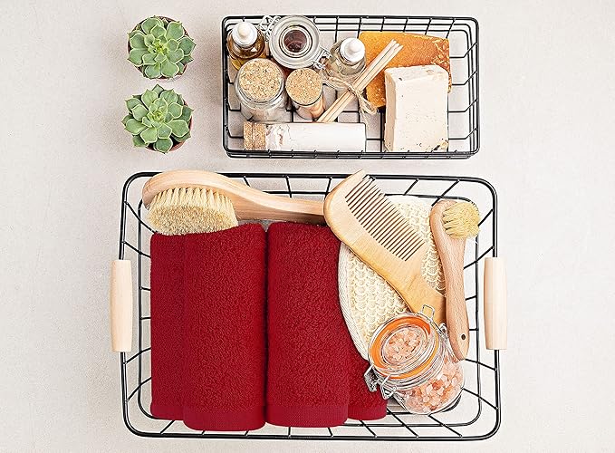 Utopia Towels 24 Pack Cotton Washcloths Set, 100% Ring Spun Cotton, Premium Quality Flannel Face Cloths, Highly Absorbent and Soft Feel Fingertip Towels, Red