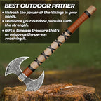 SHINY CRAFTS ® Hand-Forged Viking Axe | Bearded Hatchet | Medieval Battle Tool for Camping & Survival | Unique Gift for Men, Groomsmen & Christmas (Brown-SCA-13)