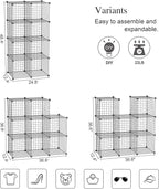 C&AHOME Wire Cube Storage, 8-Cube Organizer Metal C Grids Storage, Storage Bins Shelving, Modular Book Shelf, DIY Closet Cabinet Ideal for Living Room, Home, Office 24.8" L x 12.4" W x 48.4" H Black