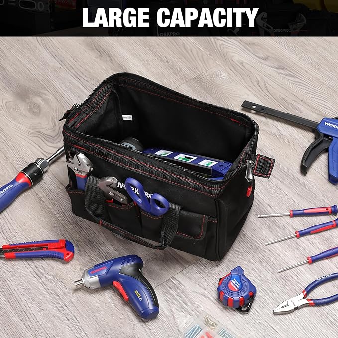 Workpro 12-inch Close Top Wide Mouth Storage Tool Bag, W081020A