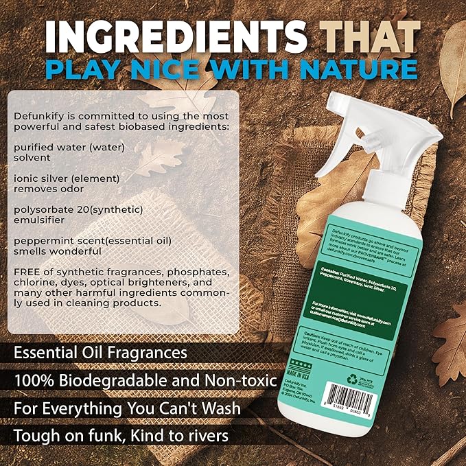 Odor Remover Spray, 32oz. 'Peppermint' Essential Oil Shoe Deodorizer, Odor Eliminator for Strong Odors on Activewear. ProvenSafe™ Fabric Freshener Spray, Deodorizer for Kids & Sensitive Gear