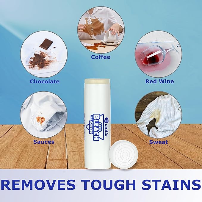 Solid Bleach in a Stick - Concentrated and Natural Stain Remover Solution for White Clothing - Pocket Bleaching Tube for Dirty Spots | Household and Travel Cleaner Essentials | By Cadie 1 Pack