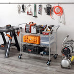 Finnhomy 3-Tier Commercial Grade Rolling Cart, Heavy Duty Utility Cart with Wheels and Handles, Metal Kitchen Carts on Wheels with 500 lbs Capacity, Shelf Size 20" D x 36" W, NSF