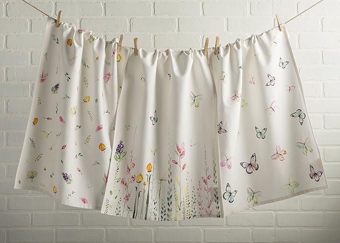 Maison d' Hermine Kitchen Towels Set of 2 100% Cotton 27.50" x 20" Reusable Cloth Tea Dish Towels Absorbent with Hanging Loop for Kitchen, Dining, Cocktail Parties Spring/Summer (Botanical Fresh)