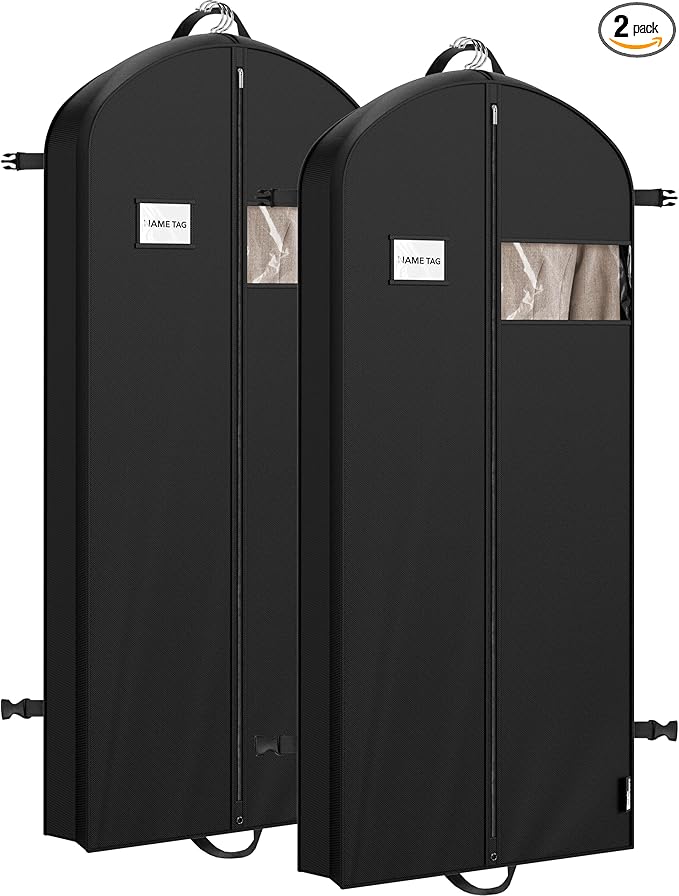 Simple Houseware 2 Pack 60'' Travel Garment Bag for Suits, Dresses, Coats, Tuxedos, Heavy Duty 300D Polyester