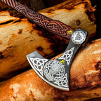 MDM-012 Custom Hand Forged Viking Axe Real Tomahawk Viking Hatchet Beared Camping Axe, 5160 HIGH Carbon Steel Blade, Throwing Set Vintage Ax Viking Gift for Him - Viking Gifts (Ragnar)