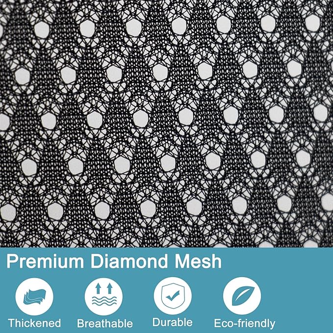 Polecasa Diamond Mesh Laundry Bags, 24 x 36 inches Heavy Duty Mesh Laundry Bag with ID Tag and Drawstring Closure, Large Laundry Hamper Liner, Washable Laundry Bags for Travel, Sports, Dorms (Black)
