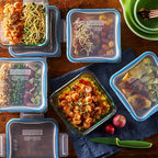 Snapware Total Solutions (10-Pack, 4 Cup) Glass Food Storage Containers Set, Airtight & Leakproof Locking BPA-Free Lids, Freezer Dishwasher Microwave Safe