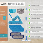 Ultimate Microfiber Cleaning Kit - Dry & Wet Mop for Hardwood, Tile, Vinyl Floors | 12Pack Microfiber Cloths | High Duster | Glass Cleaning Cloths | Reusable Mop Pads | Long Telescopic Handle