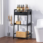 3 Tier Bamboo Bathroom Shelves with Drawer, Ladder Shelf for Bathroom Storage, Space-Saving Design, Stylish Display Nightstand, Stylish Storage Solution for Home, Living Room, Kitchen, Office