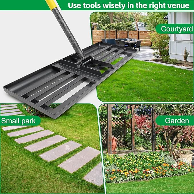 Lawn Level Rake, 6FT Lawn Leveling Tool, Heavy Duty Dirt Leveler Grass Leveling Rake, Stainless Steel Lawn Leveler for Yard Garden Golf Course