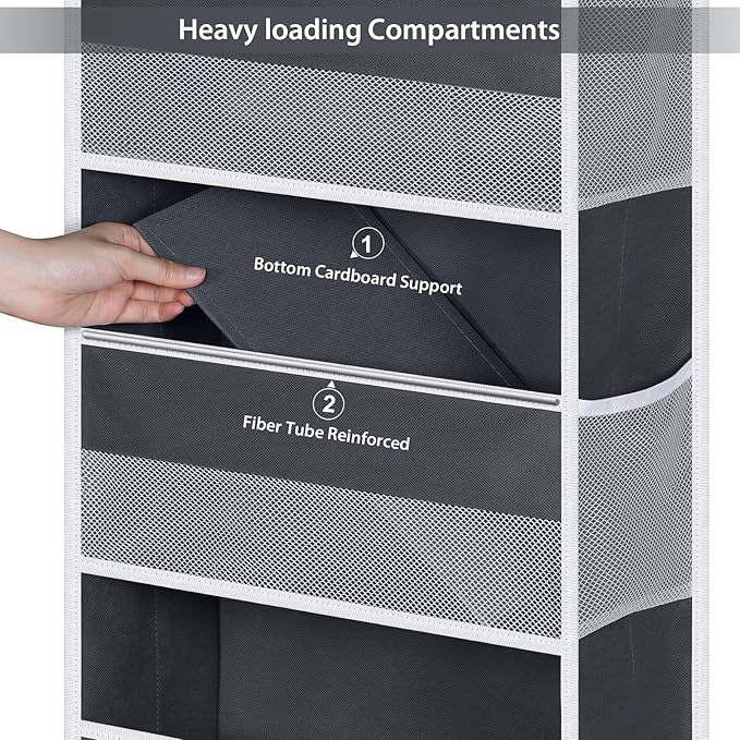 Univivi Over The Door Organizer, 6 Shelf Door Hanging Organizer Nursery Door Storage with PVC Pockets 8 Side Pockets for Bathroom,Cosmetics and Nursery Baby Essential