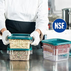 CURTA 8-Pack 2 Qt NSF Clear Polycarbonate Food Storage Containers with Green Lids - Square, Commercial-Grade, Freezer & Dishwasher Safe, Stackable