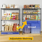 DurayLoly 3 Tier Metal Wire Storage Shelves,Adjustable Small Wire Shelving Unit,Utility Storage Rack for Kitchen,Bedroom,Laundry Room,Pantry & Office,17.7”Wx11.8”Dx35.4”H,Black,2pc