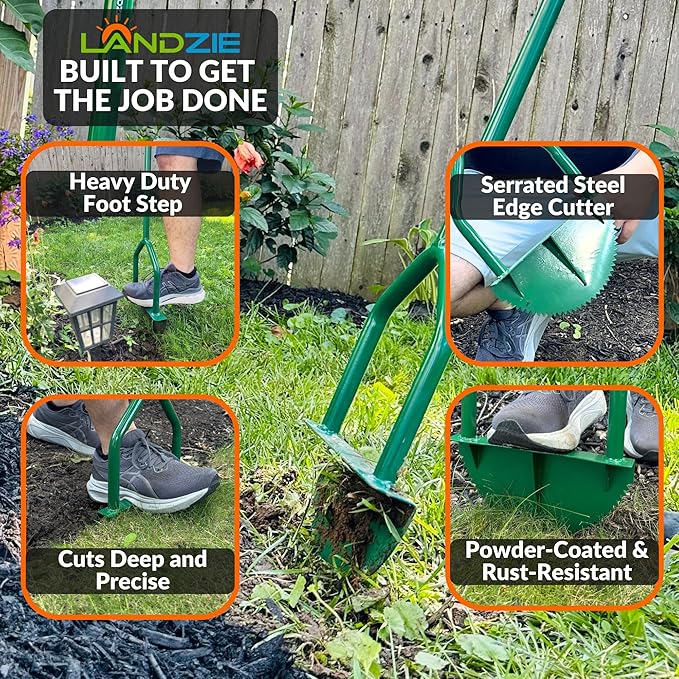 Landzie Root Cutter Edger Lawn Tool, 37 Inch Manual Lawn Edger Tool, Grass Edger, Sidewalk Edger, Garden Edger, Yard Edger, Garden Tools and Landscaping Tools, Edgers for Landscaping, Edging Shovel